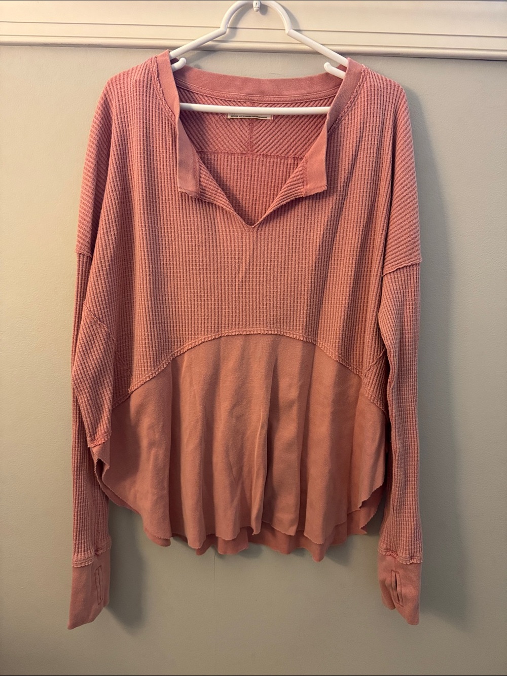 We The Free Dusty Rose Waffle-Knit Shirt
